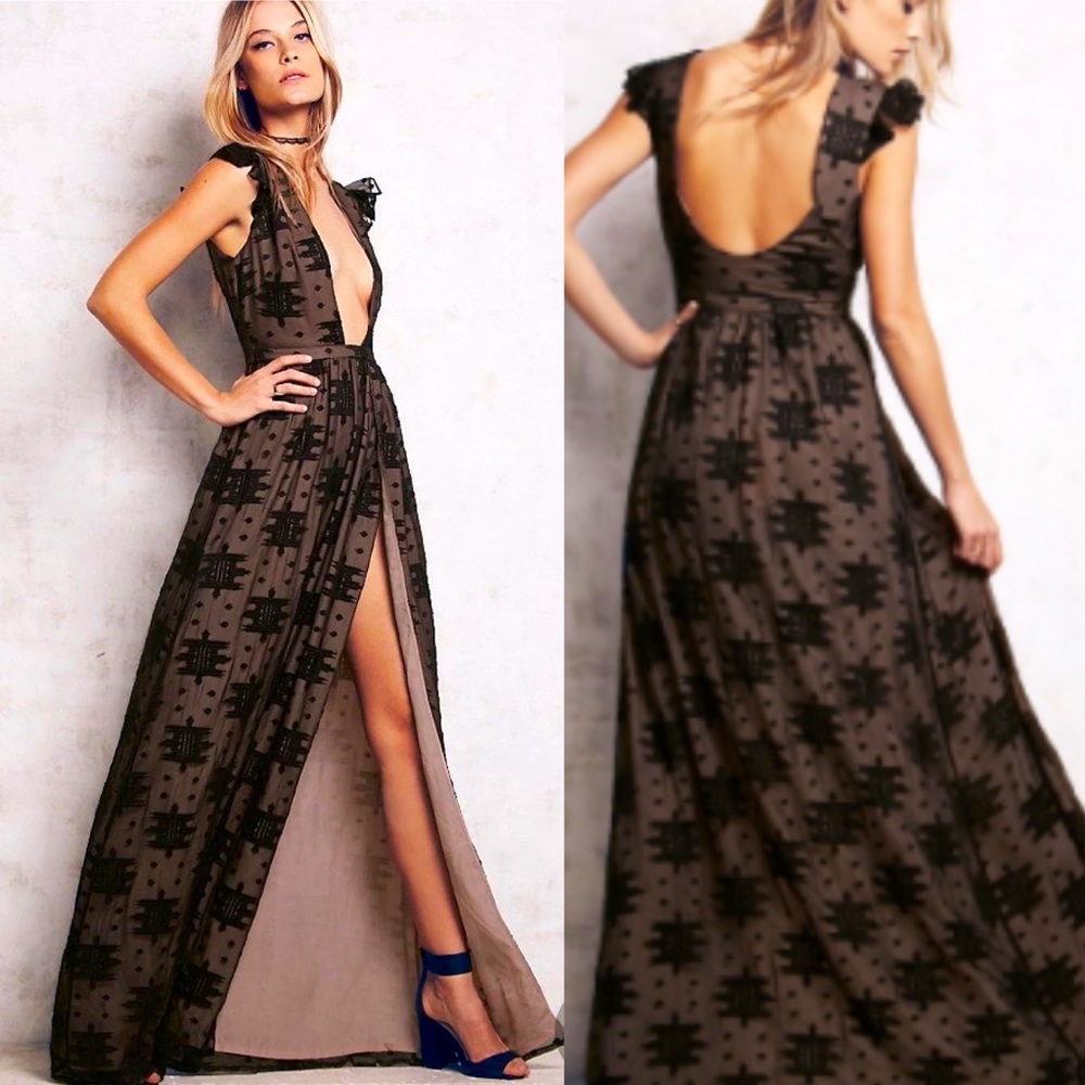 THE JETSET DIARIES |  Juliet Silk Lace Maxi Flutter Sleeve Dress